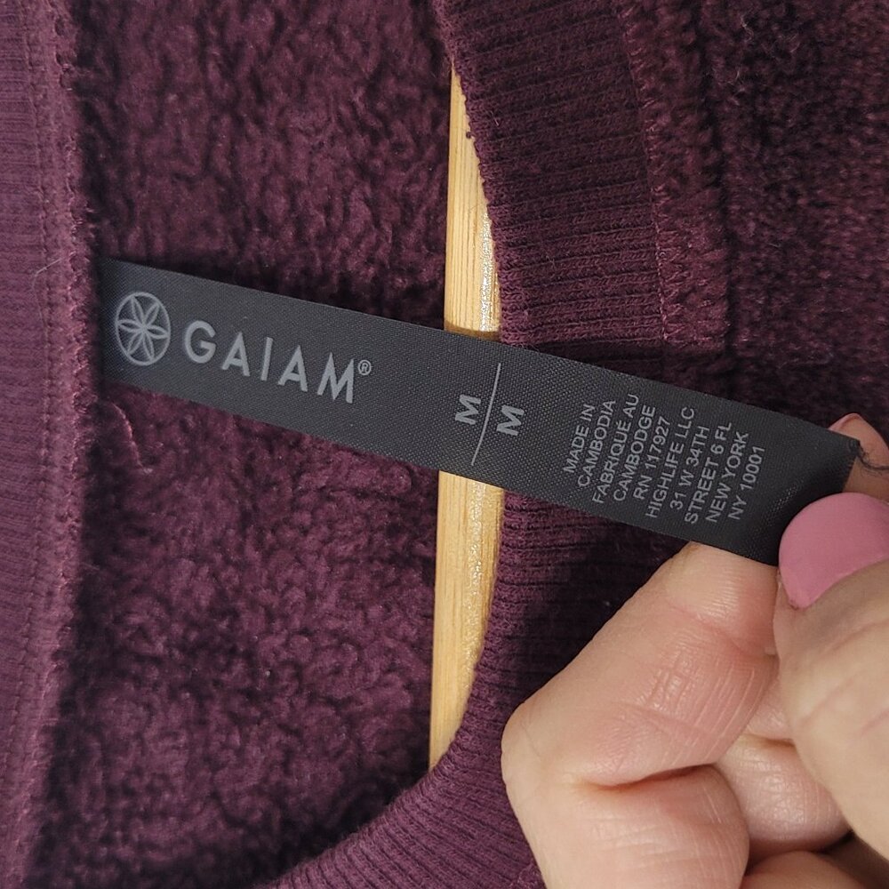 GAIAM Purple Maroon Long Sleeve Cozy Crew Neck Pullover Fleece Sweatshirt Medium - Picture 9 of 13